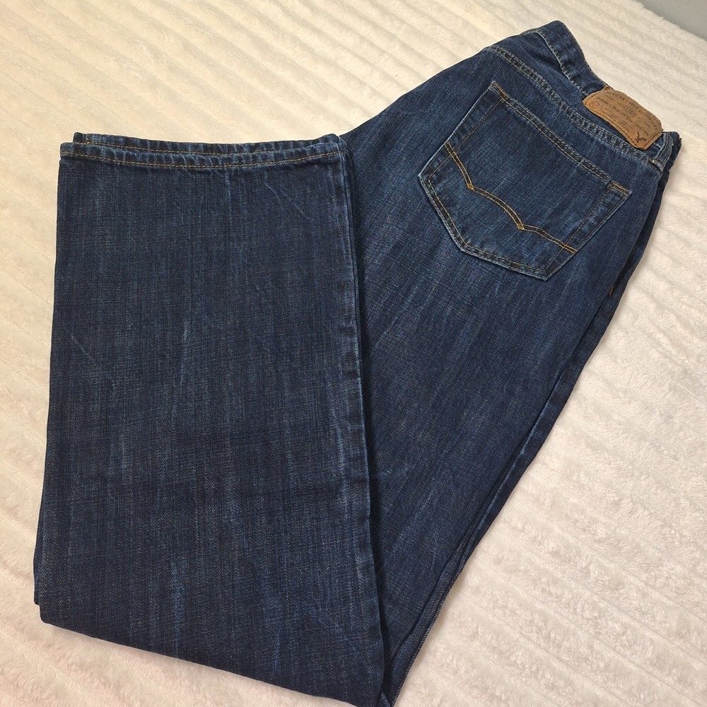 American Eagle Original Boot Jeans Men 32x32 Blue Dark Wash Bootcut Denim Cowboy